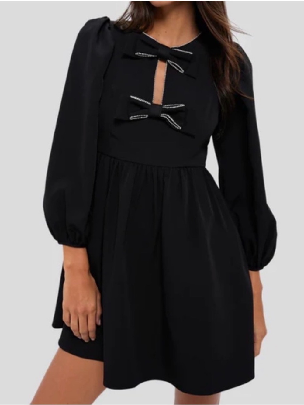 Hyacinth House Black Dress with Beaded Bows Size Large